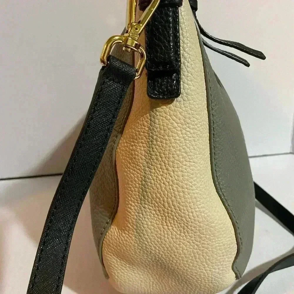 Kate spade beige grey leather satchel handbag